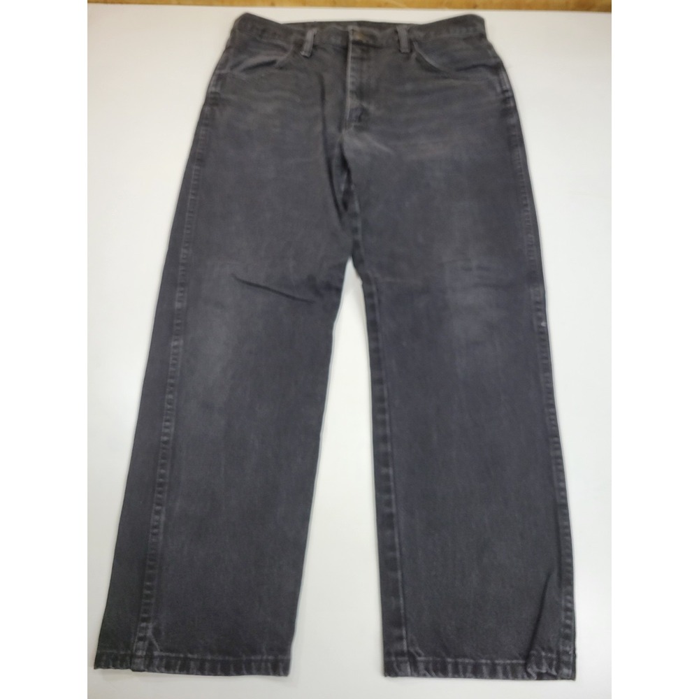 Vintage Rustler 87619CB Black Jeans Mens 38x29 Straight Leg Faded Denim USA...